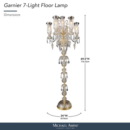 Garnier 7-Light Traditional Crystal Floor Lamp - Gold