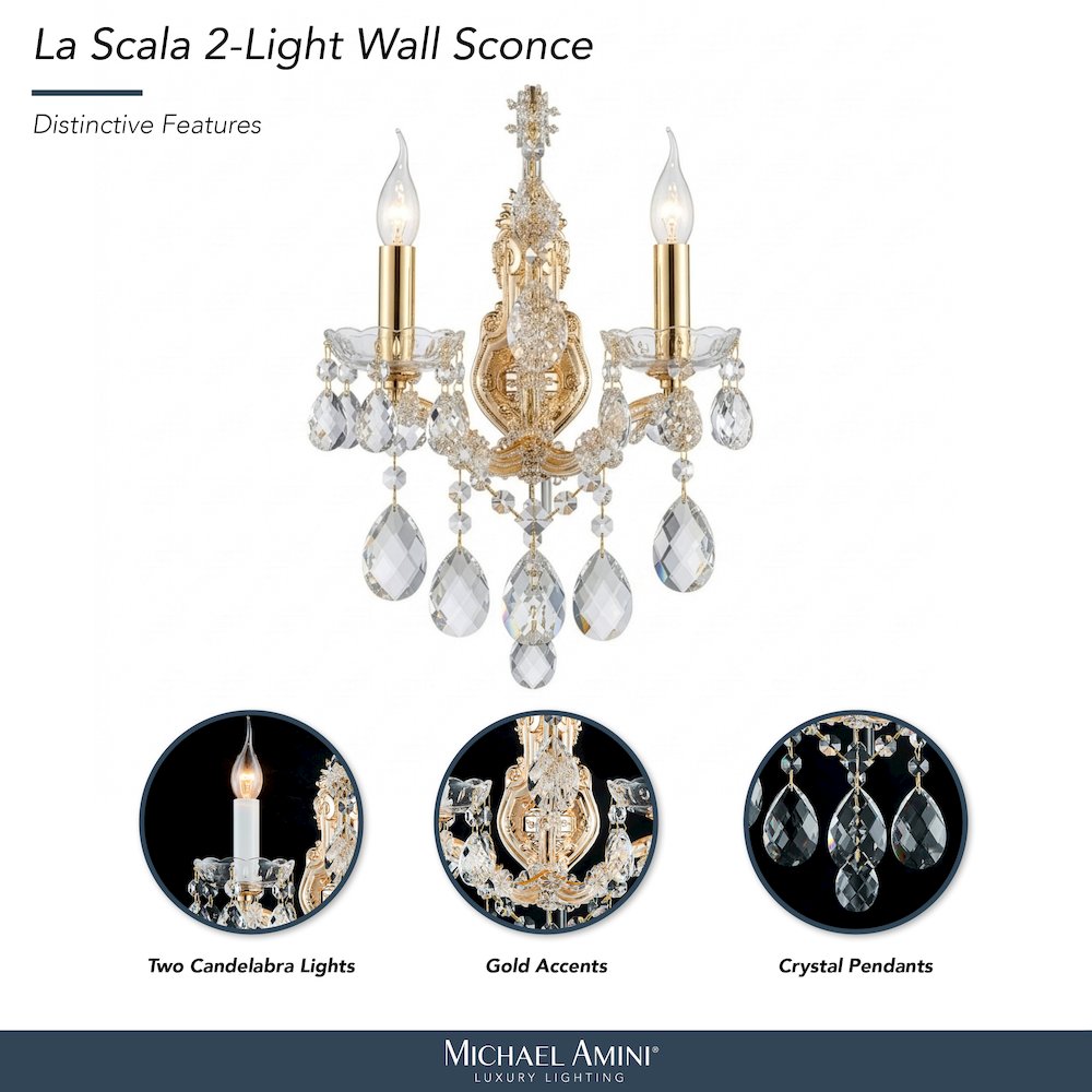 La Scala Traditional Crystal Wall Sconce - Gold