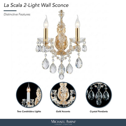 La Scala Traditional Crystal Wall Sconce - Gold