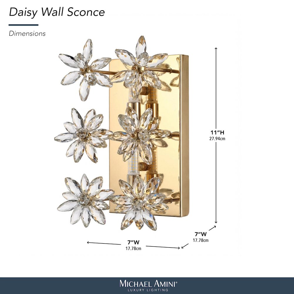 Daisy Crystal Wall Sconce - Gold