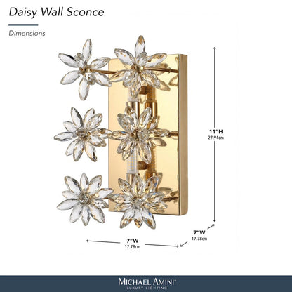 Daisy Crystal Wall Sconce - Gold