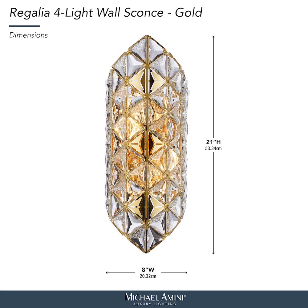 Regalia 4-Light Crystal Wall Sconce - Gold