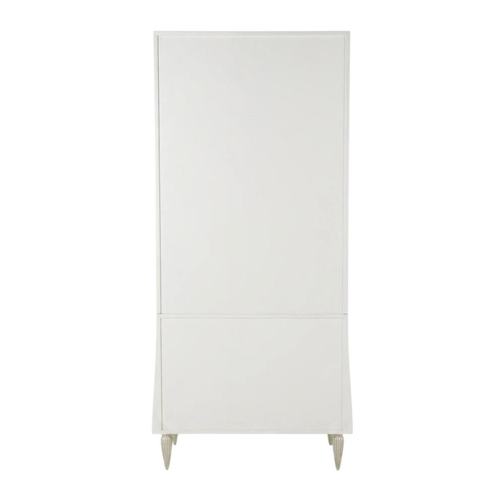 Creamy Pearl Display Cabinet with Glass Shelves in Elegant Finish