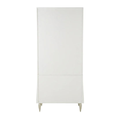 Creamy Pearl Display Cabinet with Glass Shelves in Elegant Finish