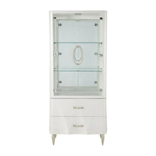Creamy Pearl Display Cabinet with Glass Shelves in Elegant Finish