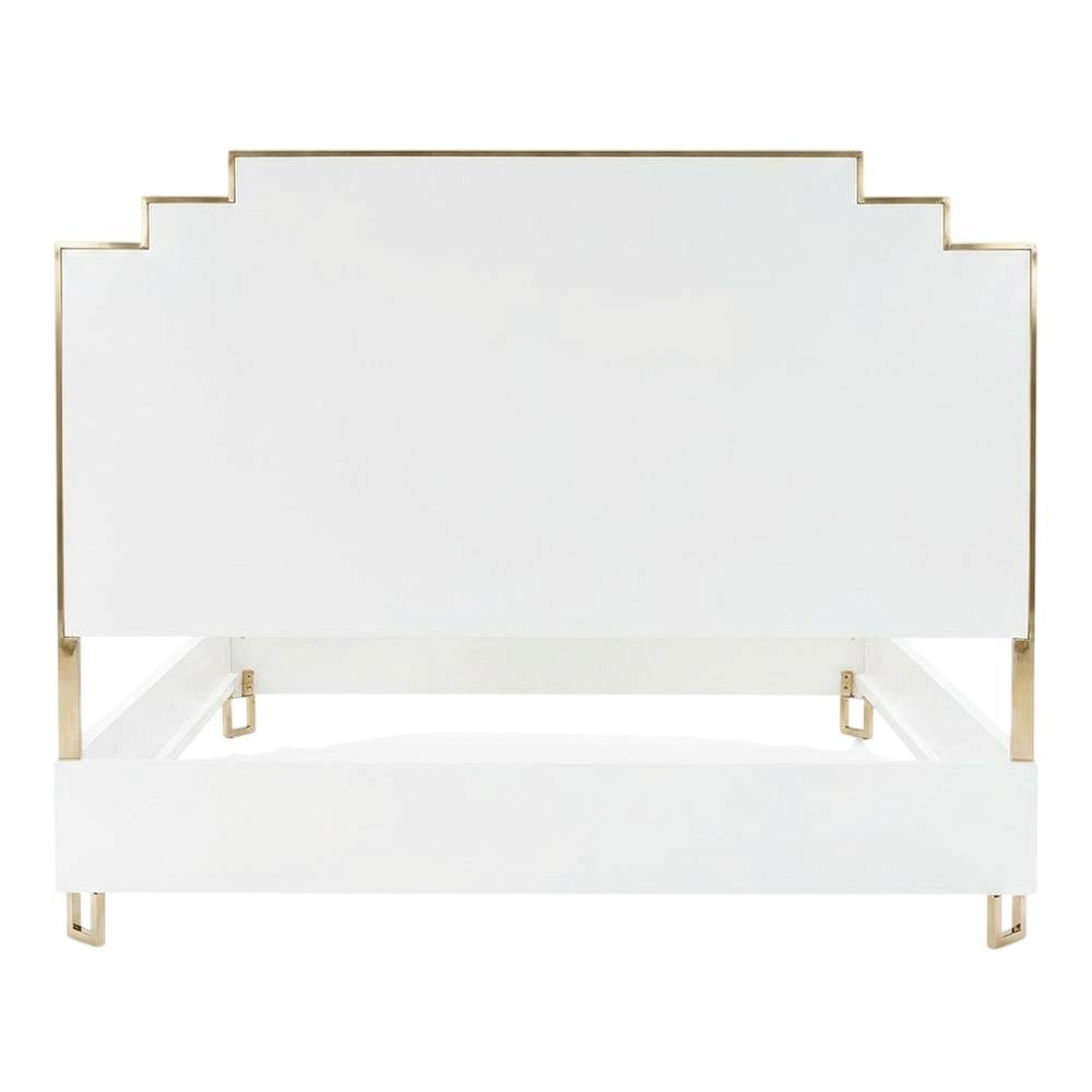 Upholstered Eastern King Bed in Cream with Polyester Fabric and Woven Finish