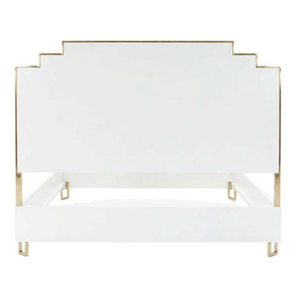 Upholstered Eastern King Bed in Cream with Polyester Fabric and Woven Finish