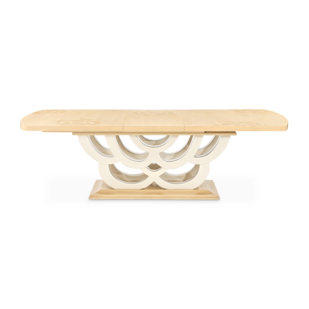 Camellia Field Rectangular Pedestal Dining Table - Caramel