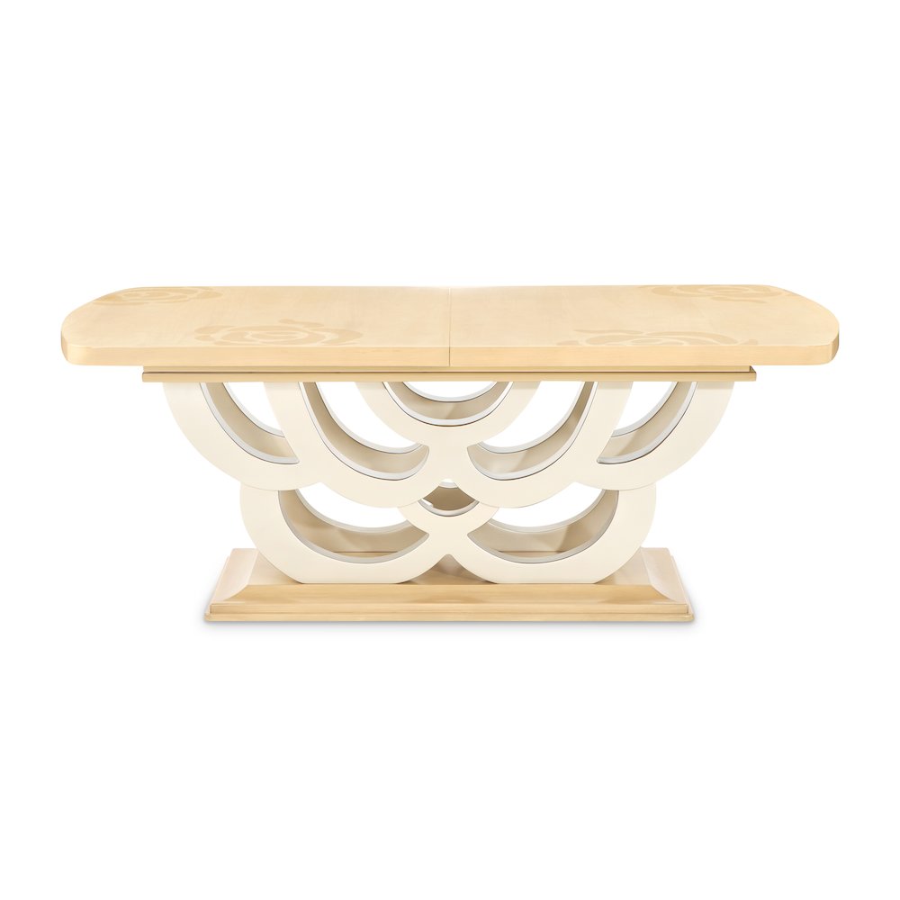 Camellia Field Rectangular Pedestal Dining Table - Caramel