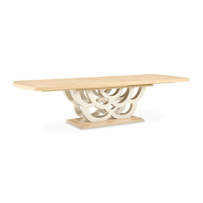 Camellia Field Rectangular Pedestal Dining Table - Caramel