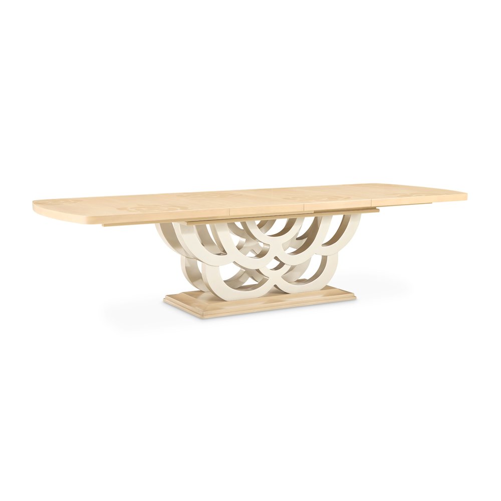Camellia Field Rectangular Pedestal Dining Table - Caramel