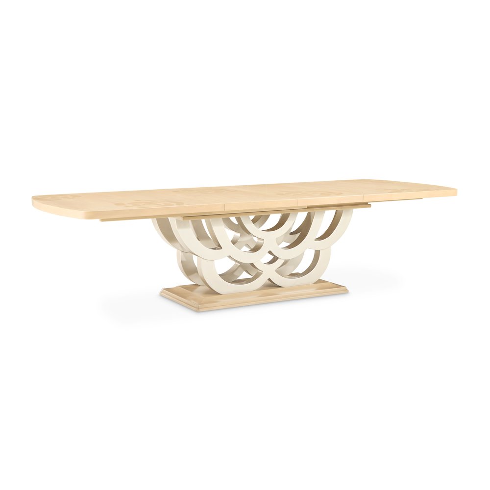 Camellia Field Rectangular Pedestal Dining Table - Caramel