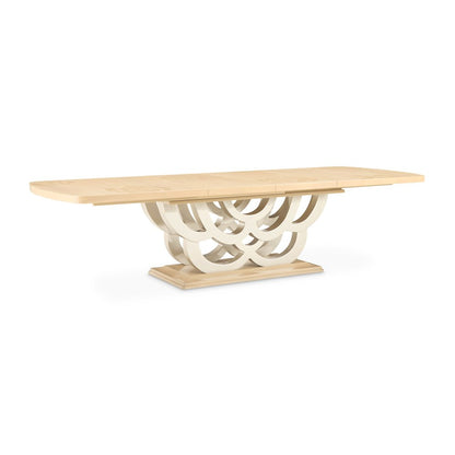 Camellia Field Rectangular Pedestal Dining Table - Caramel