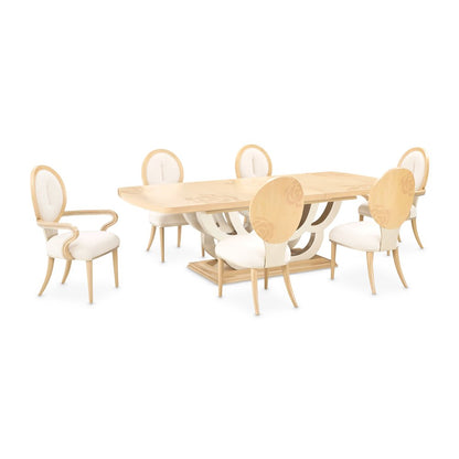 Camellia Field Rectangular Pedestal Dining Table - Caramel