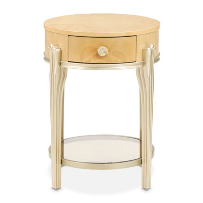 Camellia Field Oval End Table with Drawer - Caramel