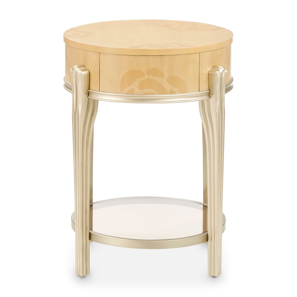Camellia Field Oval End Table with Drawer - Caramel