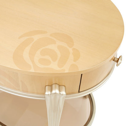 Camellia Field Oval End Table with Drawer - Caramel