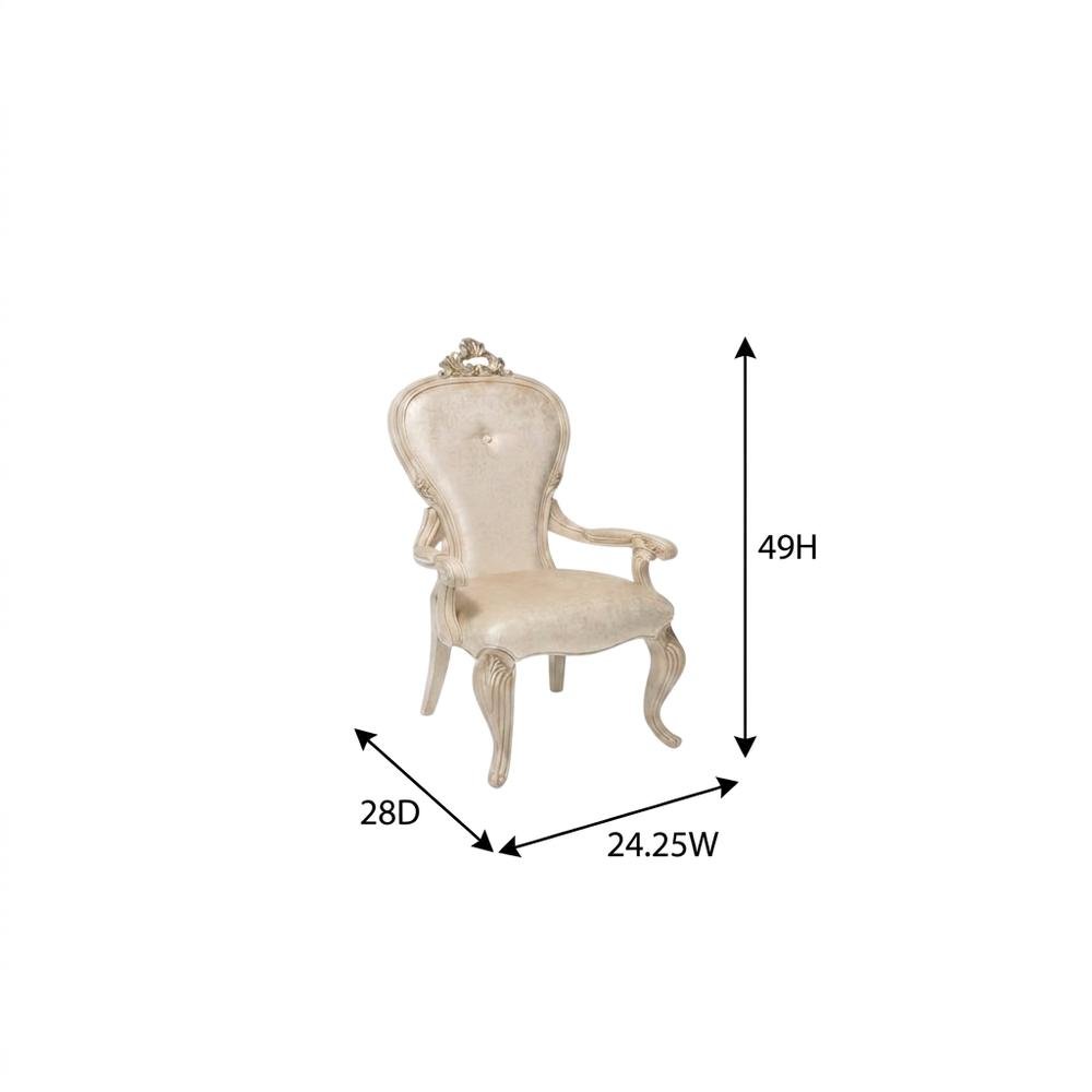 Champagne Velvet Dining Arm Chairs Set of 2 with Rubberwood Frame
