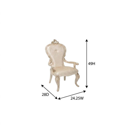 Champagne Velvet Dining Arm Chairs Set of 2 with Rubberwood Frame