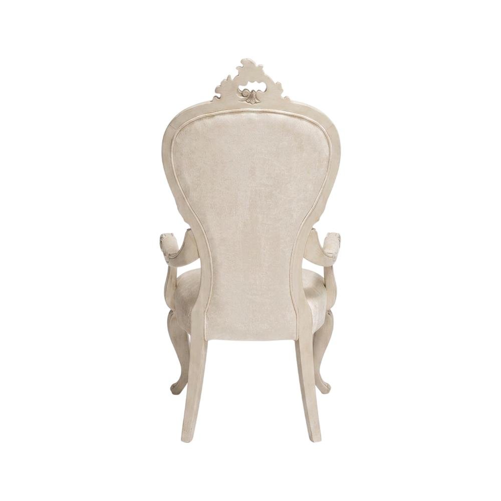 Champagne Velvet Dining Arm Chairs Set of 2 with Rubberwood Frame
