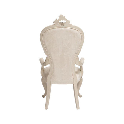 Champagne Velvet Dining Arm Chairs Set of 2 with Rubberwood Frame