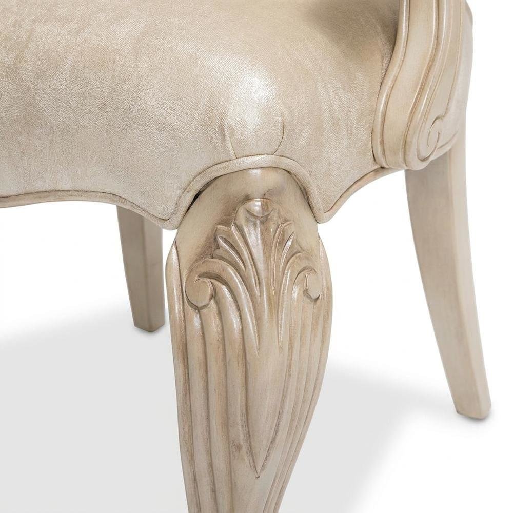 Champagne Velvet Dining Arm Chairs Set of 2 with Rubberwood Frame