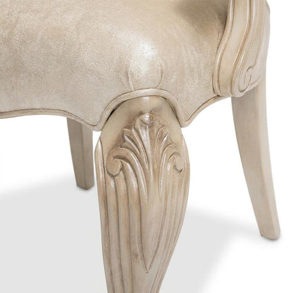 Champagne Velvet Dining Arm Chairs Set of 2 with Rubberwood Frame