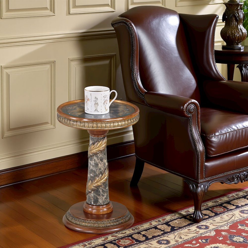Glass Side Table Living Room – Chestnut Color, Glass and Wood Accent