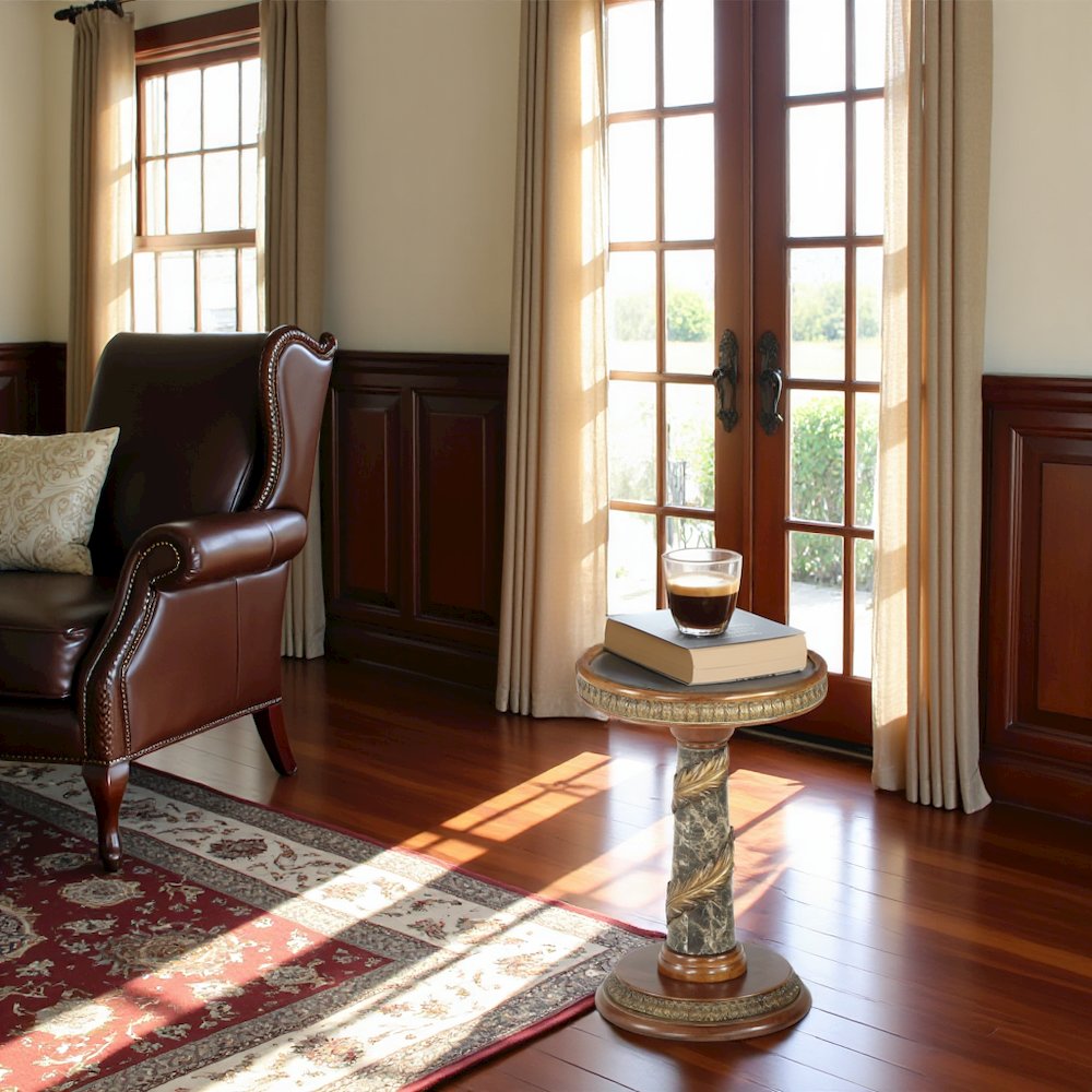 Glass Side Table Living Room – Chestnut Color, Glass and Wood Accent