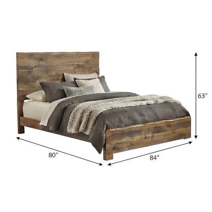 Solid Acacia King Panel Bed with Live Edge Headboard and Footboard