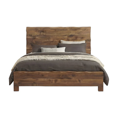Solid Acacia King Panel Bed with Live Edge Headboard and Footboard