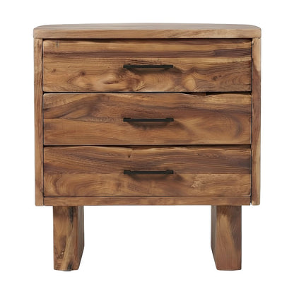 Solid Acacia 3-Drawer Nightstand with Live Edge Drawer Fronts