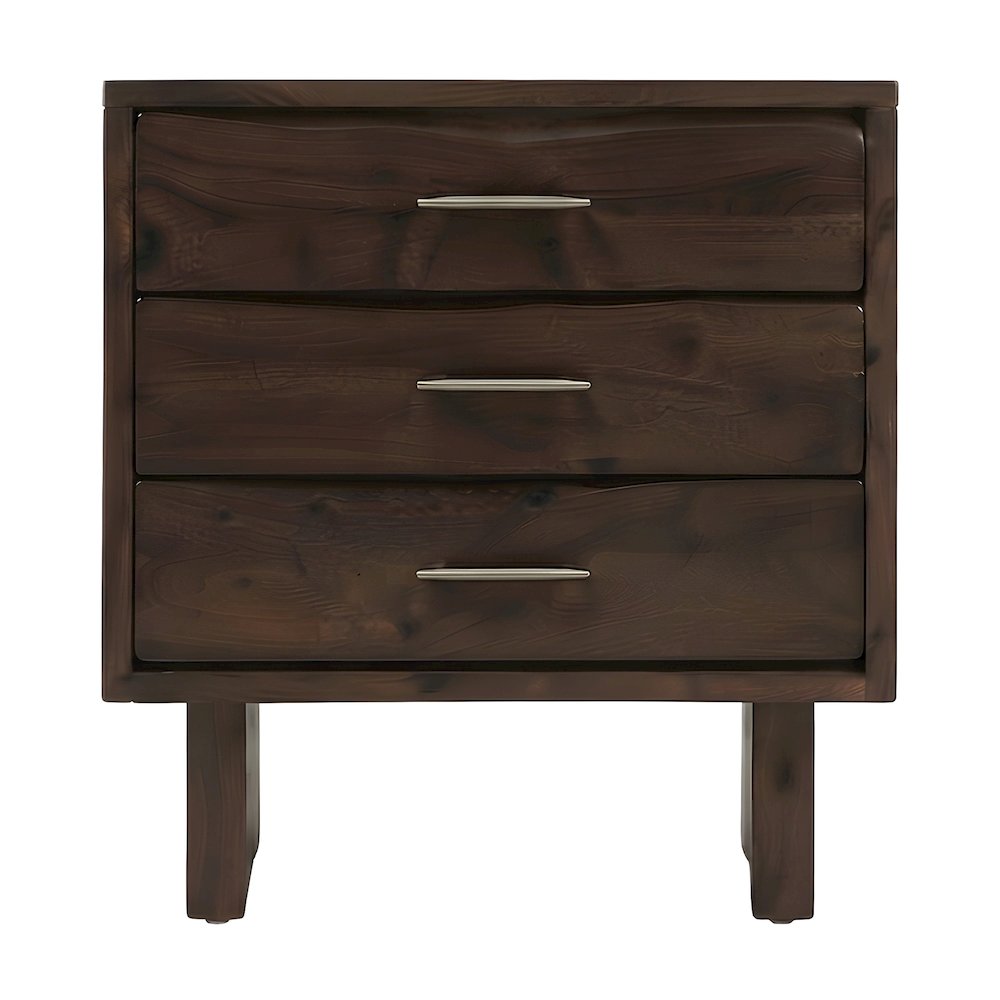 Solid Acacia Wood Nightstand with Live Edge Drawers with Storage