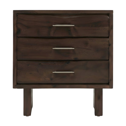 Solid Acacia Wood Nightstand with Live Edge Drawers with Storage