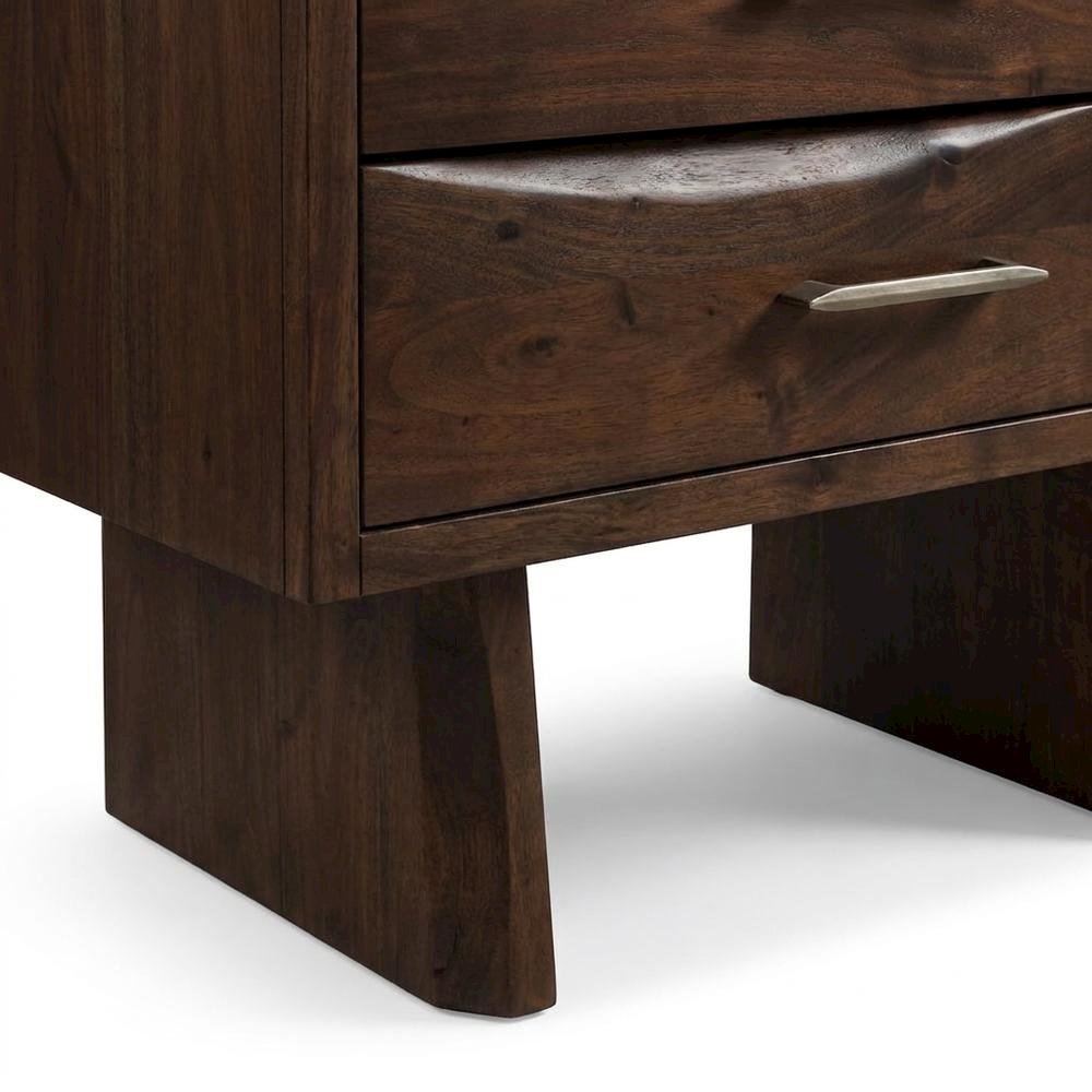 Solid Acacia Wood Nightstand with Live Edge Drawers with Storage