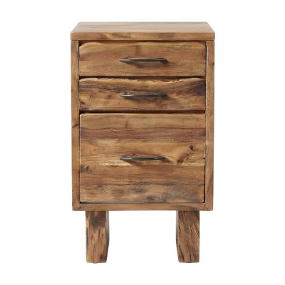 Solid Acacia Vertical Filing Cabinet with Live Edge Drawers, 3 Drawers