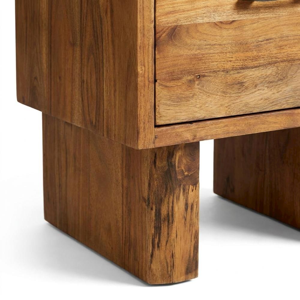 Solid Acacia Vertical Filing Cabinet with Live Edge Drawers, 3 Drawers