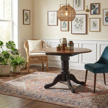 Black Oak Double Drop-Leaf Dining Table with Adjustable Length