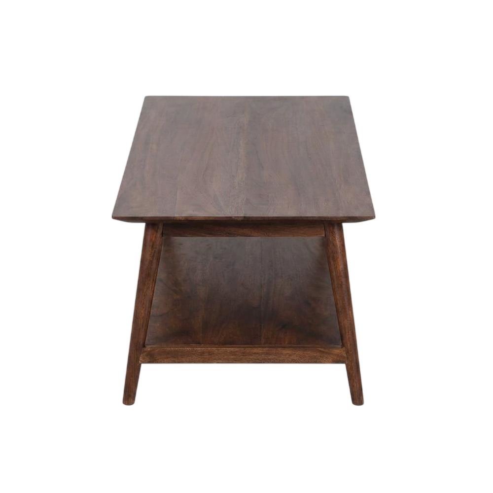 Solid Acacia Wood Coffee Table with Mid-Century Modern Style for Living Room