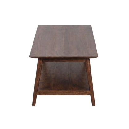 Solid Acacia Wood Coffee Table with Mid-Century Modern Style for Living Room