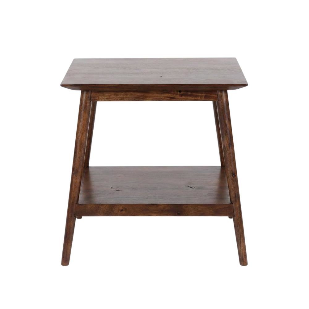 Solid Acacia Wood Mid-Century Modern End Table for Living Room