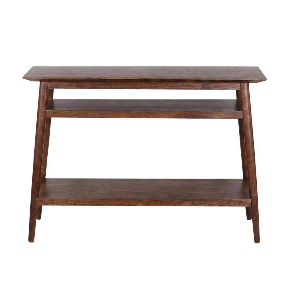 Solid Acacia Wood Console Table with Mid-Century Modern Style for Entryway