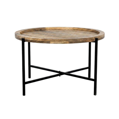 Solid Wood Industrial Loft Farmhouse Coffee Table for Living Room