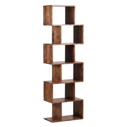 Solid Acacia Wood Bookcase with Open Shelving for Living Room Storage