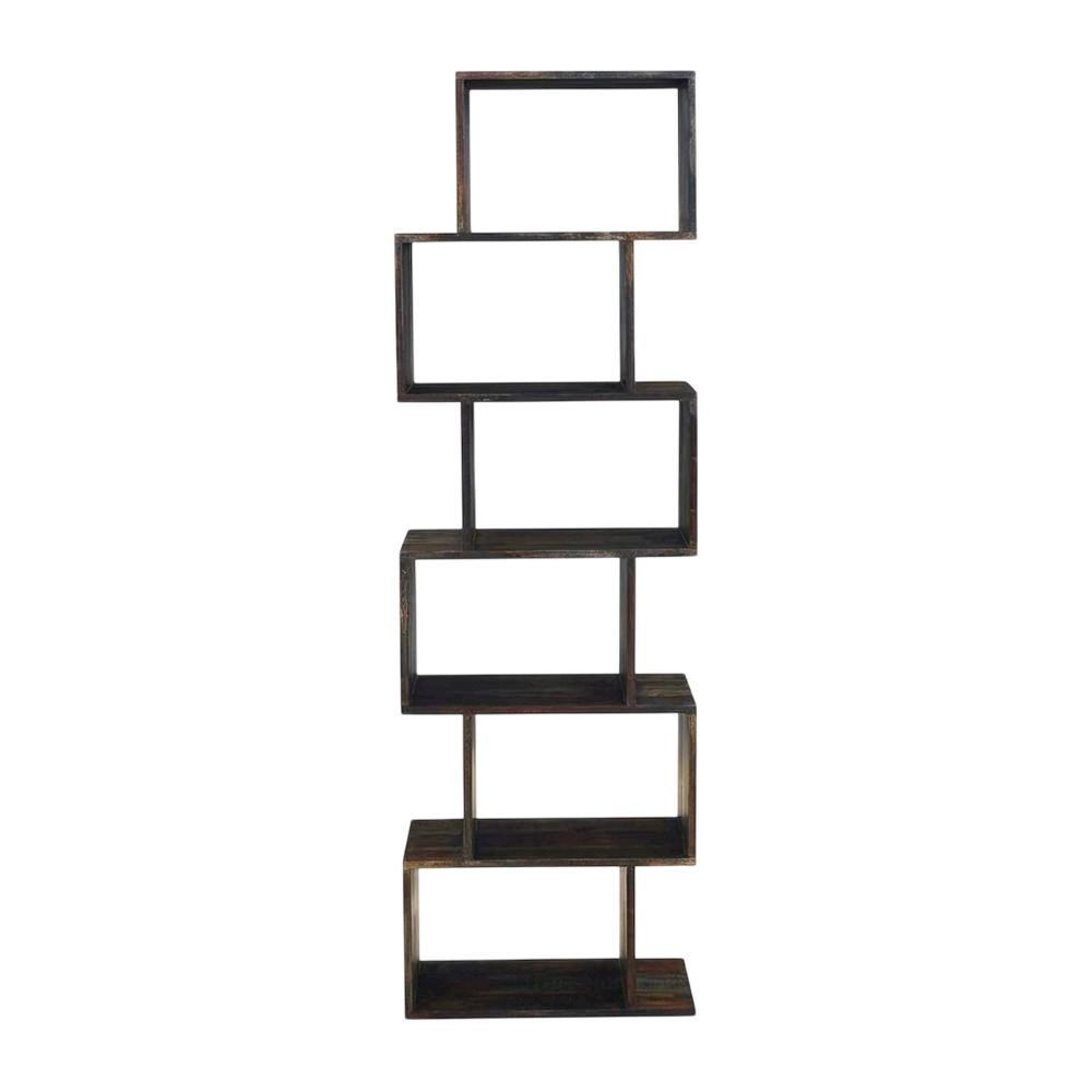 Solid Sheesham Wood Bookcase with Open Shelves for Living Room