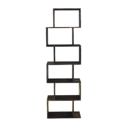 Solid Sheesham Wood Bookcase with Open Shelves for Living Room