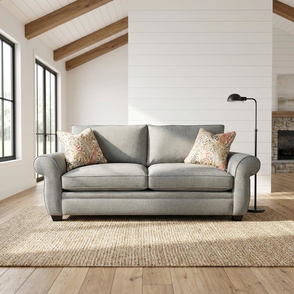 Transitional Fabric-Upholstered Sofa with Modern Farmhouse Style for Living Room
