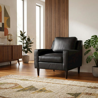 Lazio Leather Side Chair with Mid-Century Modern Style for Living Room