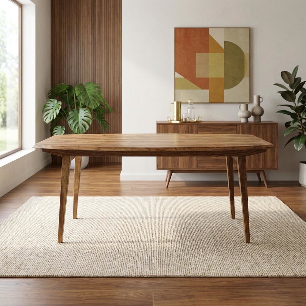 Solid Sheesham Wood Dining Table with Handcrafted Rustic Farmhouse Base