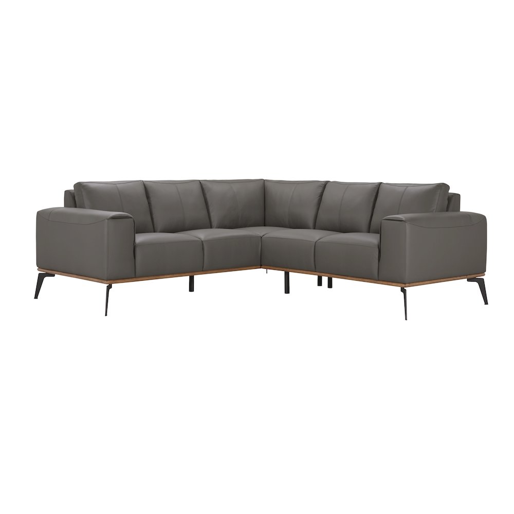 Porter Designs Pietro Top Grain Leather Sectional, Gray